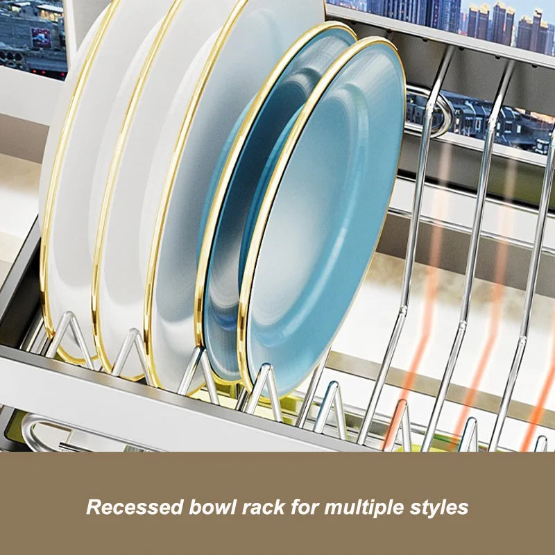 Kitchen Storage Rack Countertop Sink Shelf Bowl Draining Rack Multifunctional Dish Cutlery Knife Spoon Sink Rack Set Organizer