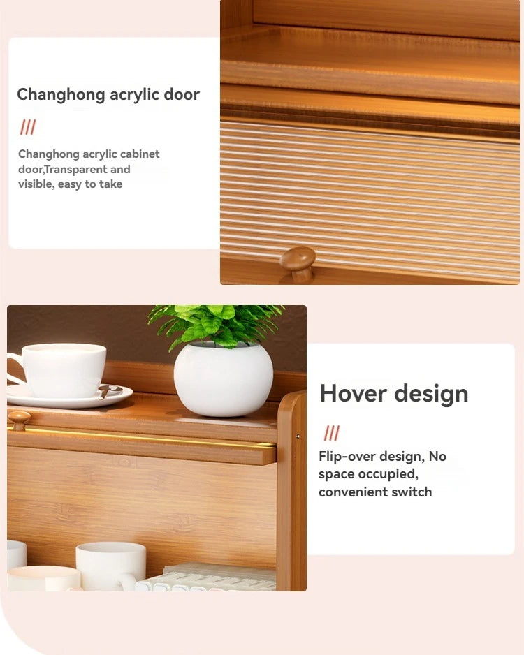 Kitchen countertop seasoning rack storage shelf, product sorting rack, layered multifunctional storage cabinet, dust-proof cabin