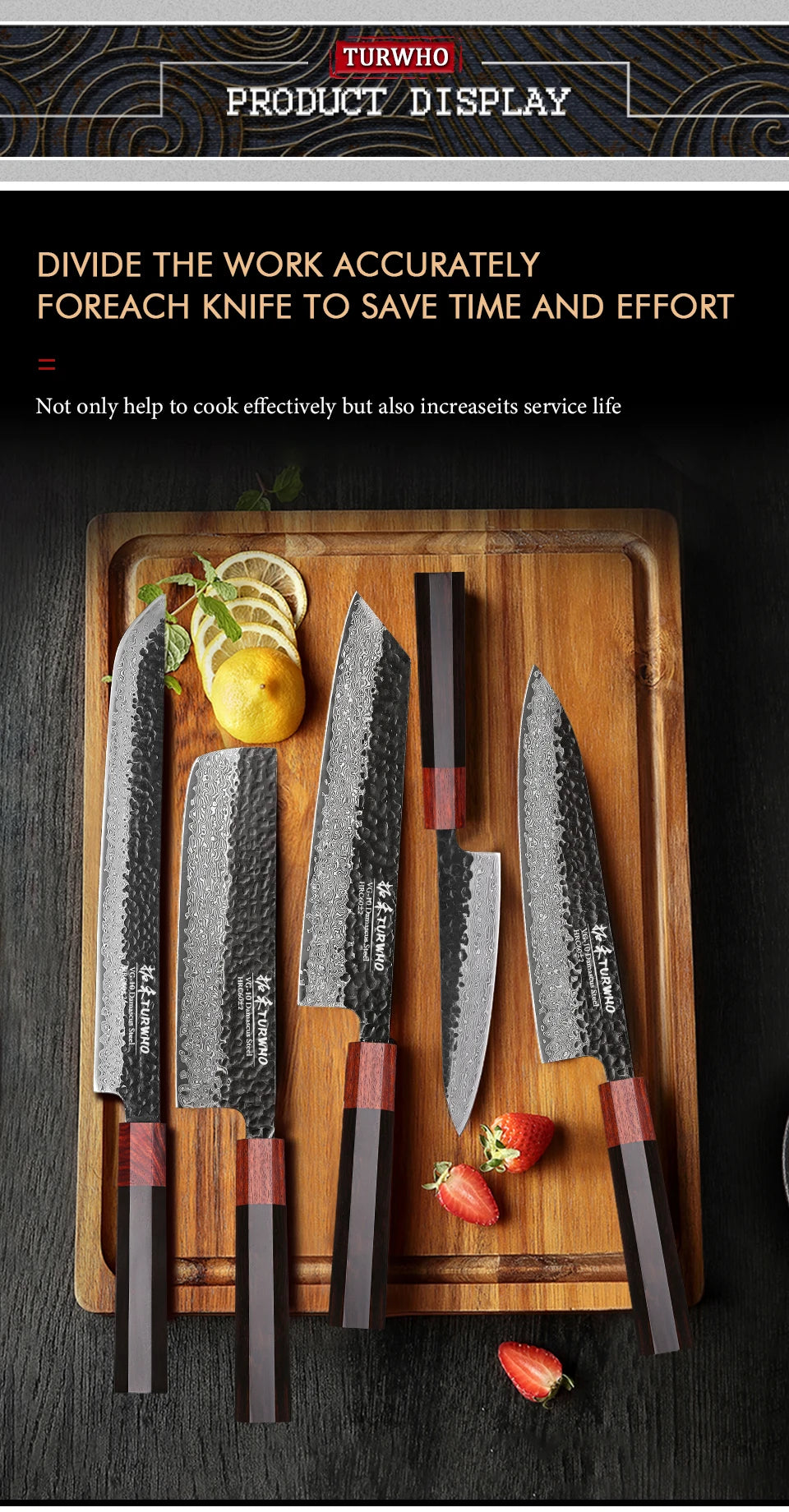 TURWHO 1-5PCS Kitchen Knives Set 67 Layers Damascus Steel VG10 Core Japanese Chef's Knife Kiritsuke Knife Kitchen Accessories