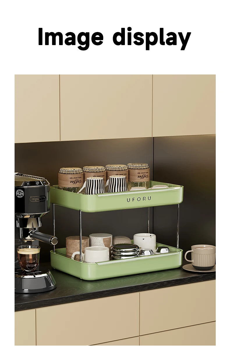 UFORU Kitchen and Multi-function drain cup rack in ancient home tea cup storage rack with  double layer large capacity organizer