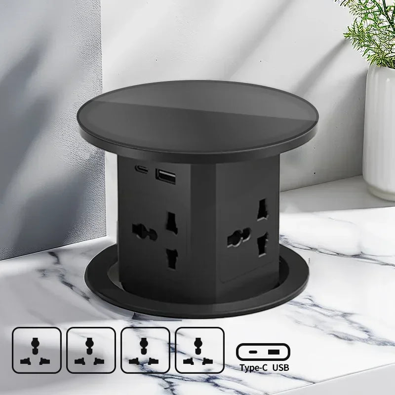 US UK AU Plug power Kitchen Table Electrical Socket Pop Up Desktop Sockets Power Charge USB Aluminum Shelf ,Hidden,Built-in