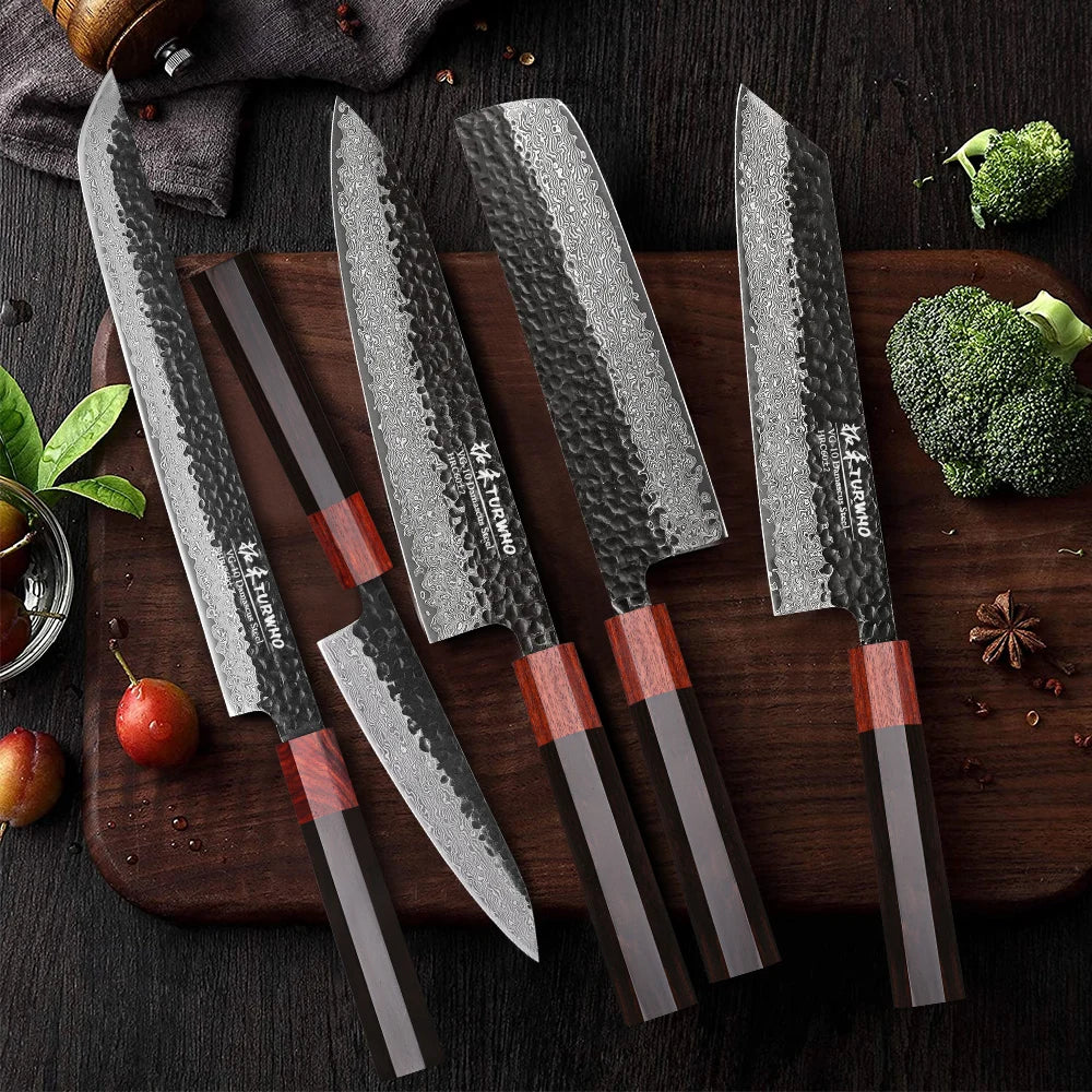 TURWHO 1-5PCS Kitchen Knives Set 67 Layers Damascus Steel VG10 Core Japanese Chef's Knife Kiritsuke Knife Kitchen Accessories