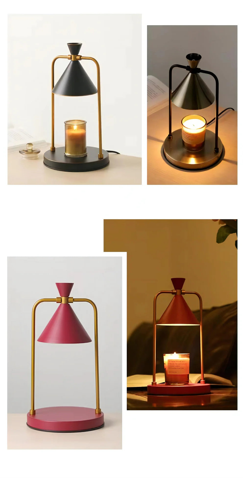 Candle Warmer Electric Wax Melt Lamp Dimmable Aromatherapy Table Lamp Candle Melting Diffuser Bedside Warmer Light