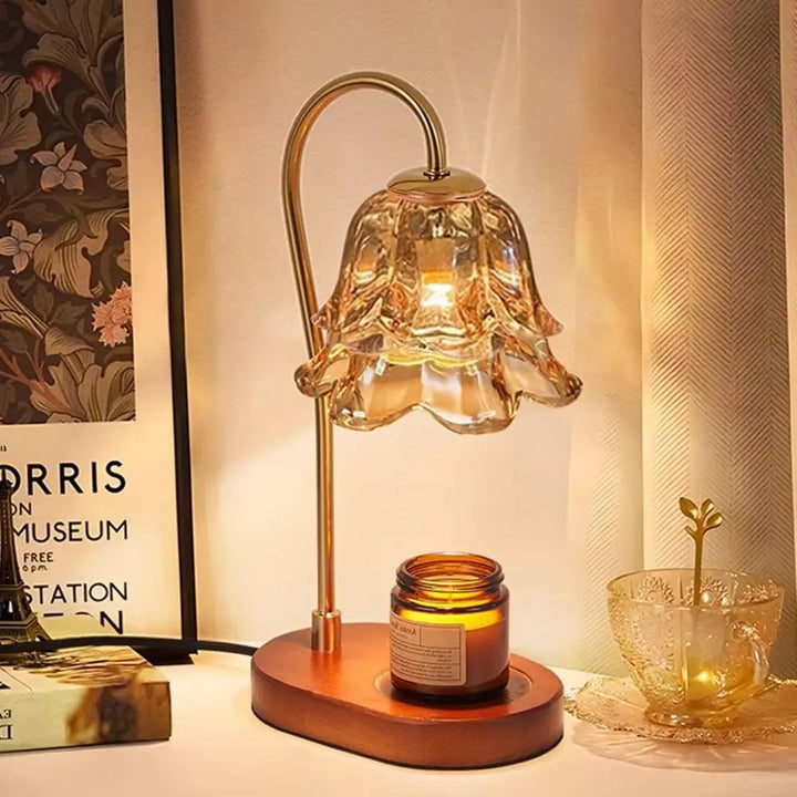 Candle Warmer Lamp with Timer&Adjustable Brightness- Wooden Base Wax Melter for Home, Office, Aromatherapy & Decorative Lighting