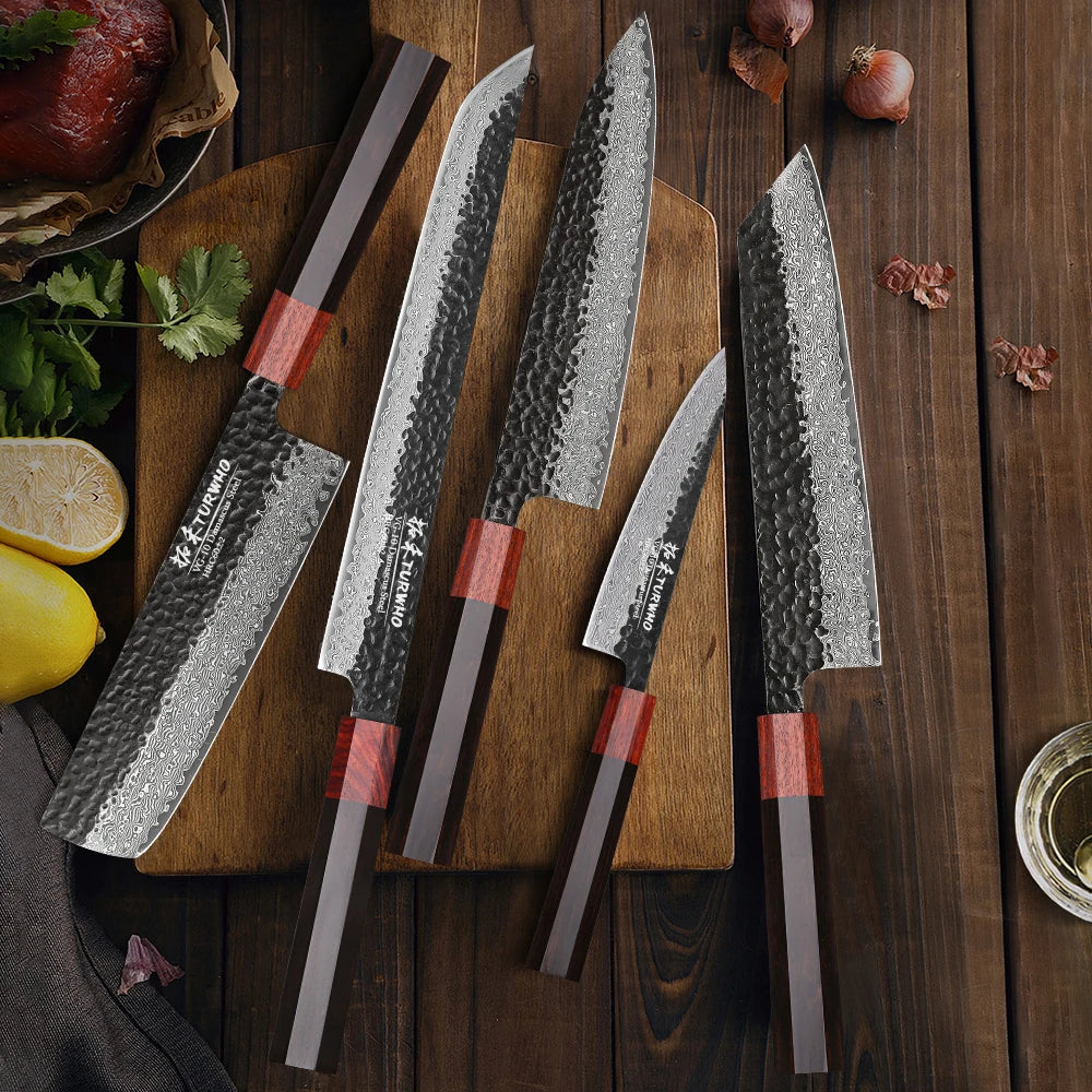 TURWHO 1-5PCS Kitchen Knives Set 67 Layers Damascus Steel VG10 Core Japanese Chef's Knife Kiritsuke Knife Kitchen Accessories