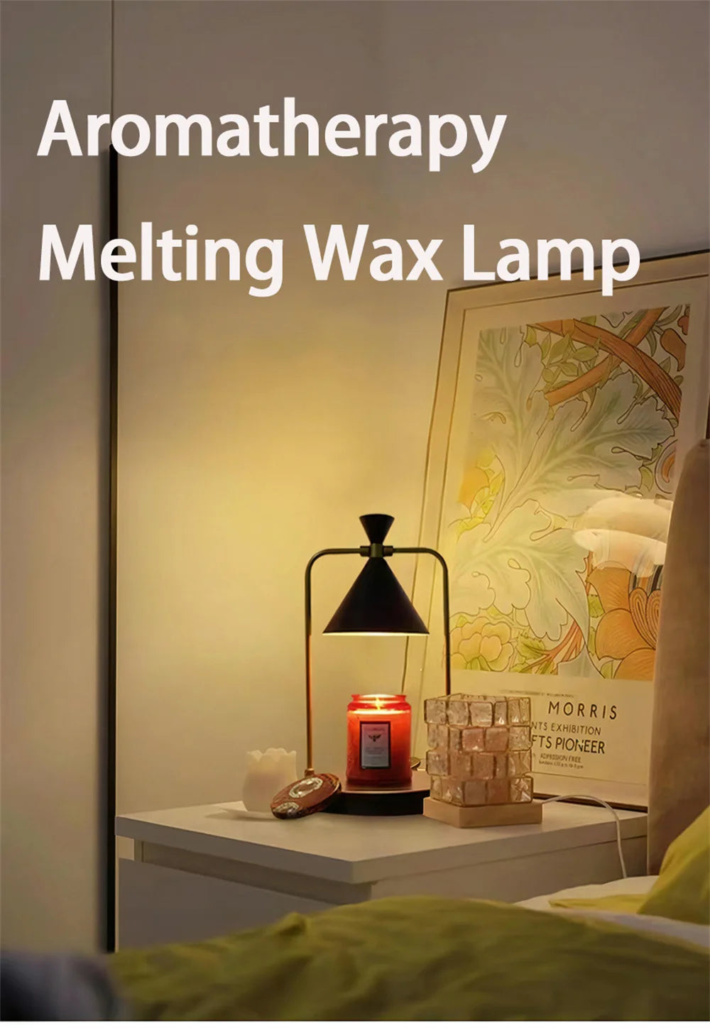 Candle Warmer Electric Wax Melt Lamp Dimmable Aromatherapy Table Lamp Candle Melting Diffuser Bedside Warmer Light