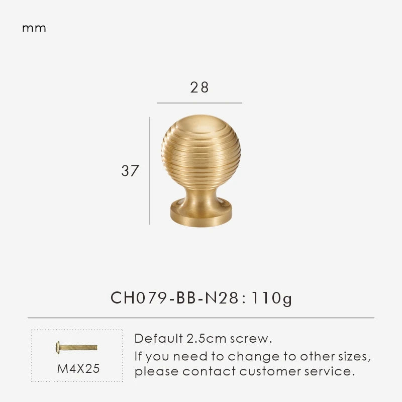 Nurlin French Luxury Solid Brass Kitchen Cabinet Furniture Drawer Cabinet Door Handle Round Knobs T-Bar Wardrobe Pull