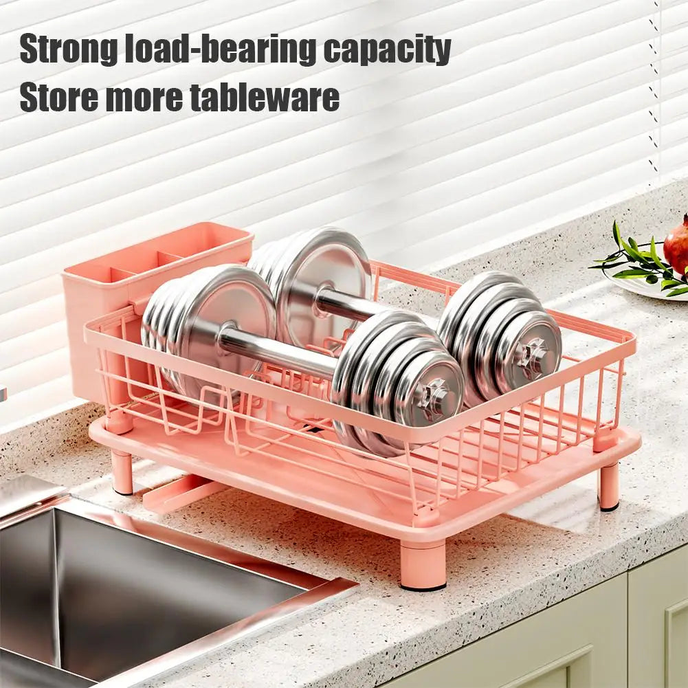 Kitchen Plate Storage Rack With Drainer For Countertop Utensils Plates Chopsticks Bowls Spoons Storage Dish Drying Rack F6h7