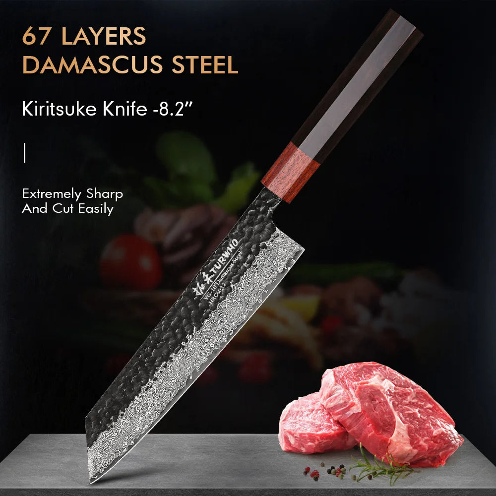 TURWHO 1-5PCS Kitchen Knives Set 67 Layers Damascus Steel VG10 Core Japanese Chef's Knife Kiritsuke Knife Kitchen Accessories