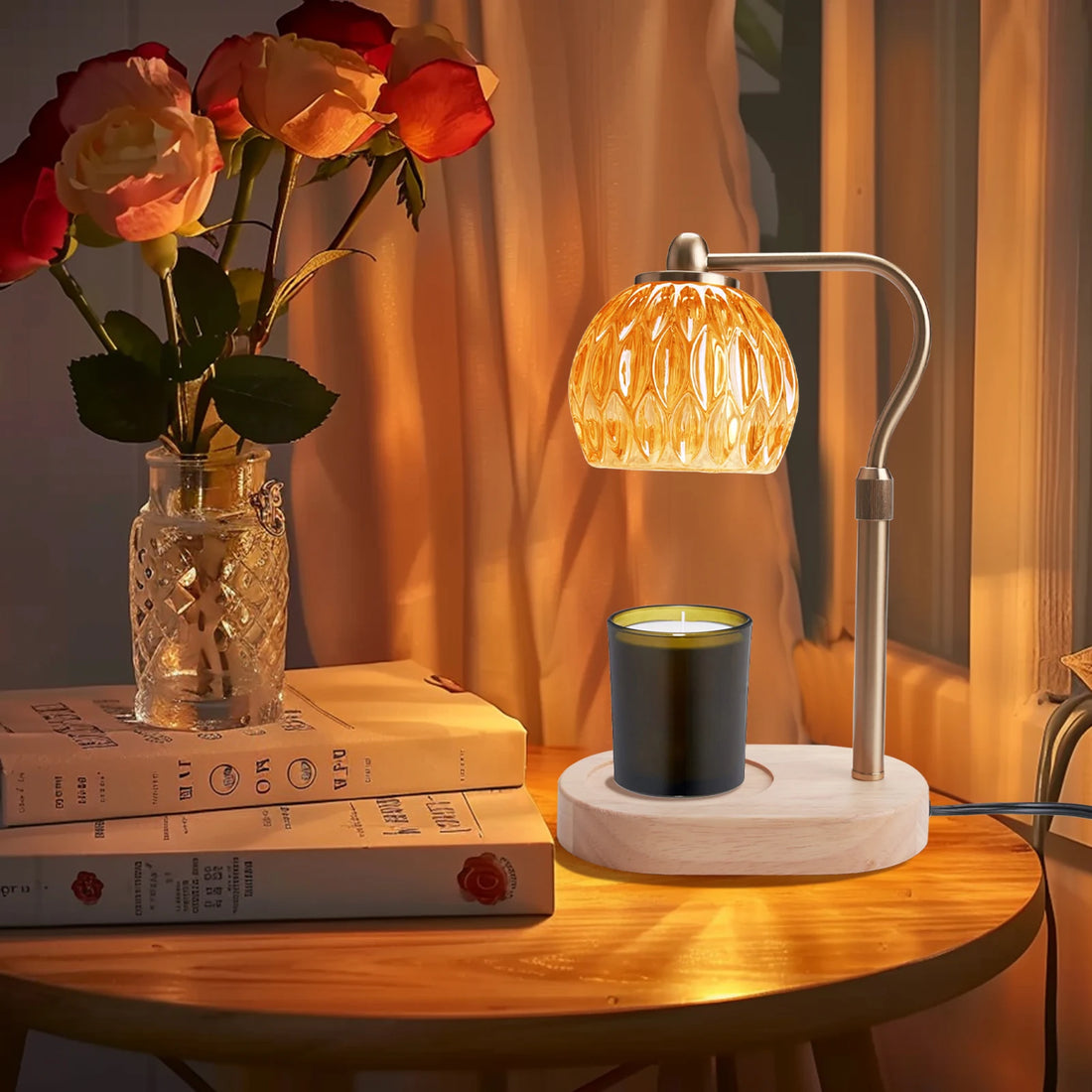 Candle Warmer Lamp Retro Candle Warmer Table Lamp Aromatherapy Lamp with Timer & Dimmer Height Adjustable for Scented Candles