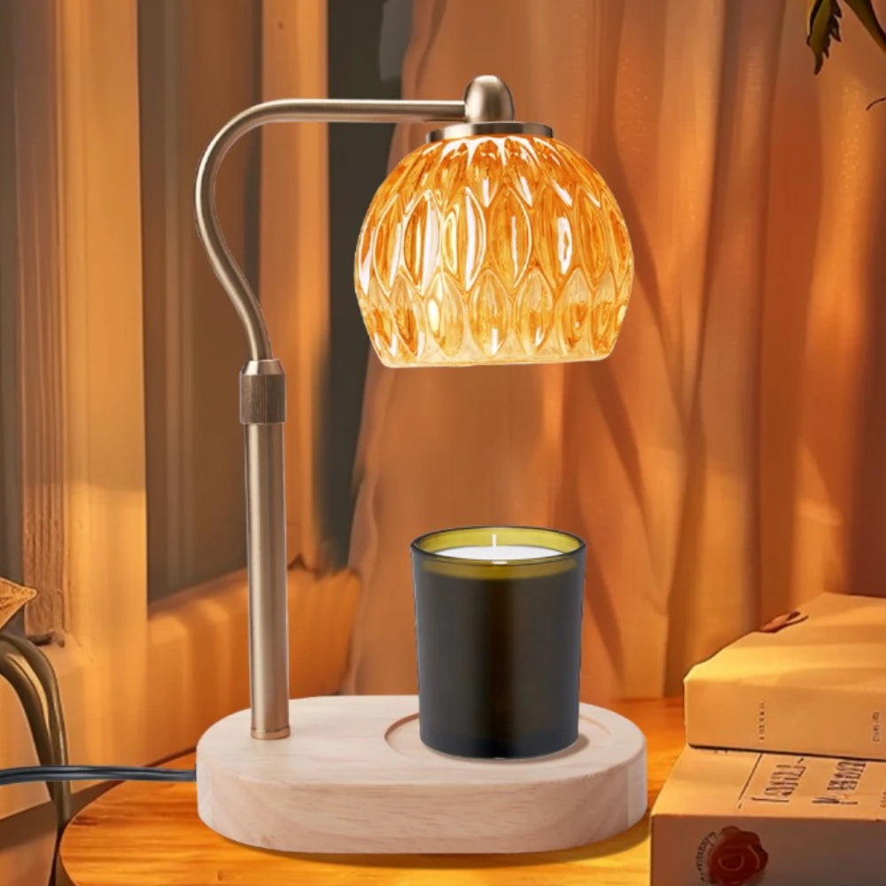 Candle Warmer Lamp Retro Candle Warmer Table Lamp Aromatherapy Lamp with Timer & Dimmer Height Adjustable for Scented Candles