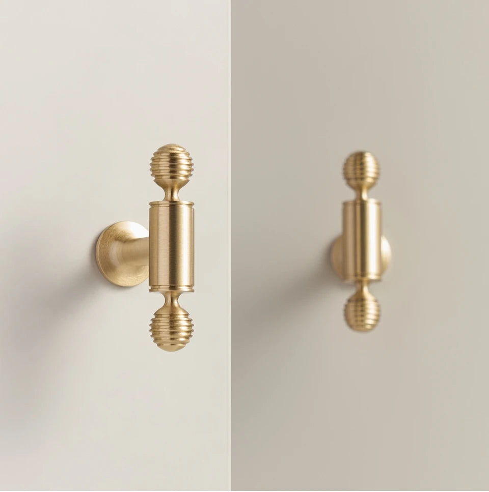 Nurlin French Luxury Solid Brass Kitchen Cabinet Furniture Drawer Cabinet Door Handle Round Knobs T-Bar Wardrobe Pull
