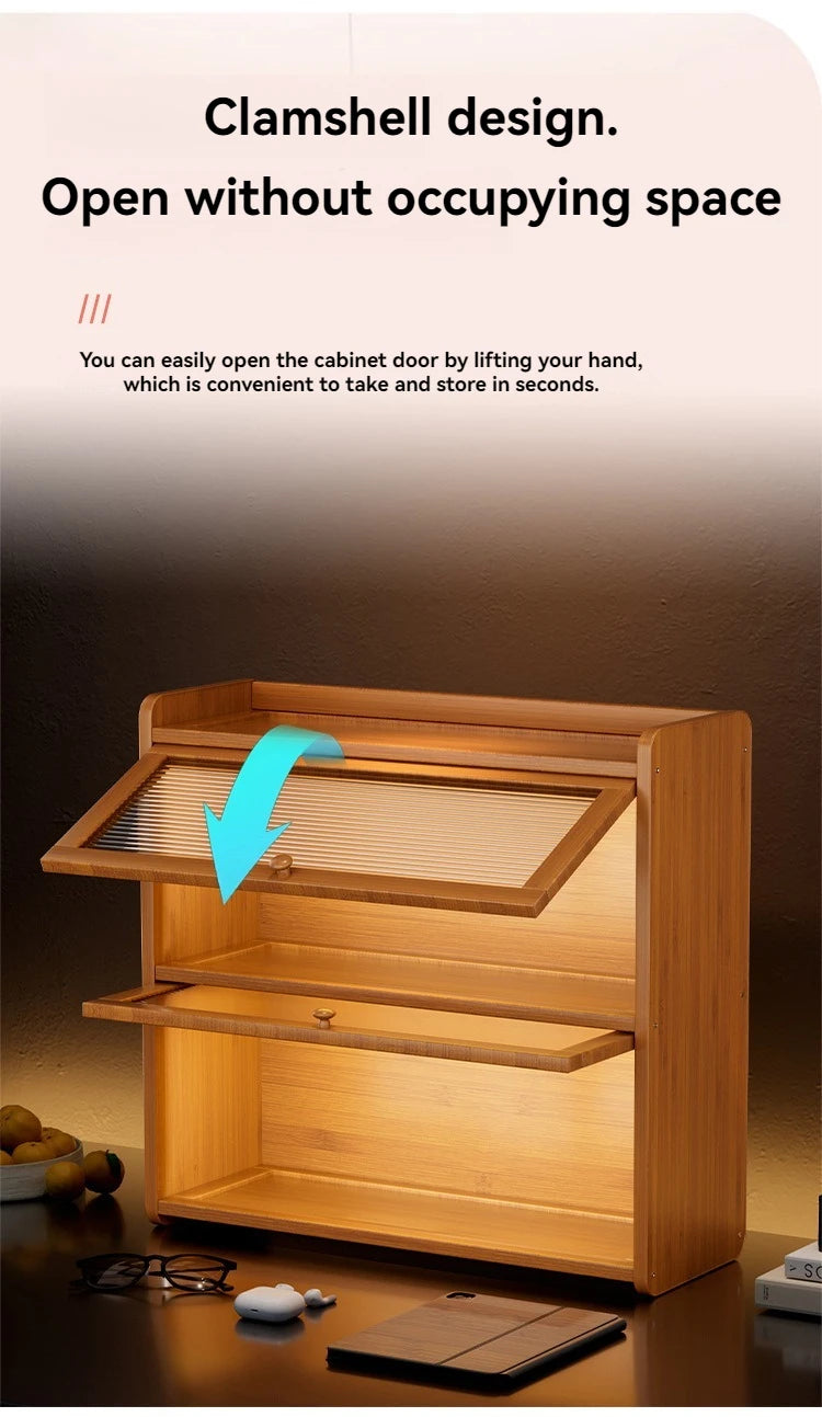 Kitchen countertop seasoning rack storage shelf, product sorting rack, layered multifunctional storage cabinet, dust-proof cabin