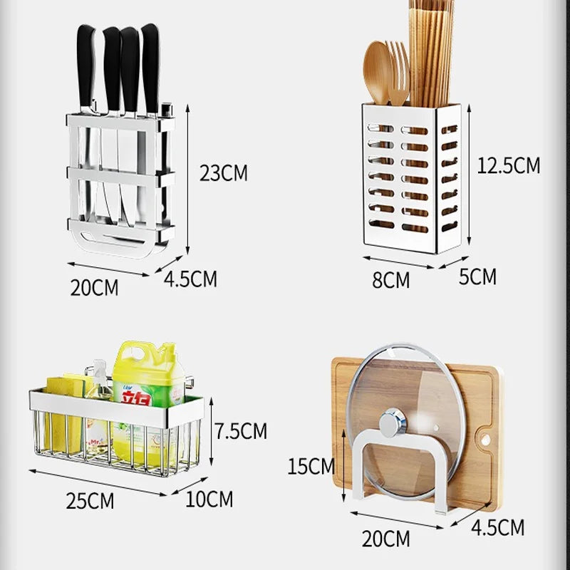 Kitchen Storage Rack Countertop Sink Shelf Bowl Draining Rack Multifunctional Dish Cutlery Knife Spoon Sink Rack Set Organizer