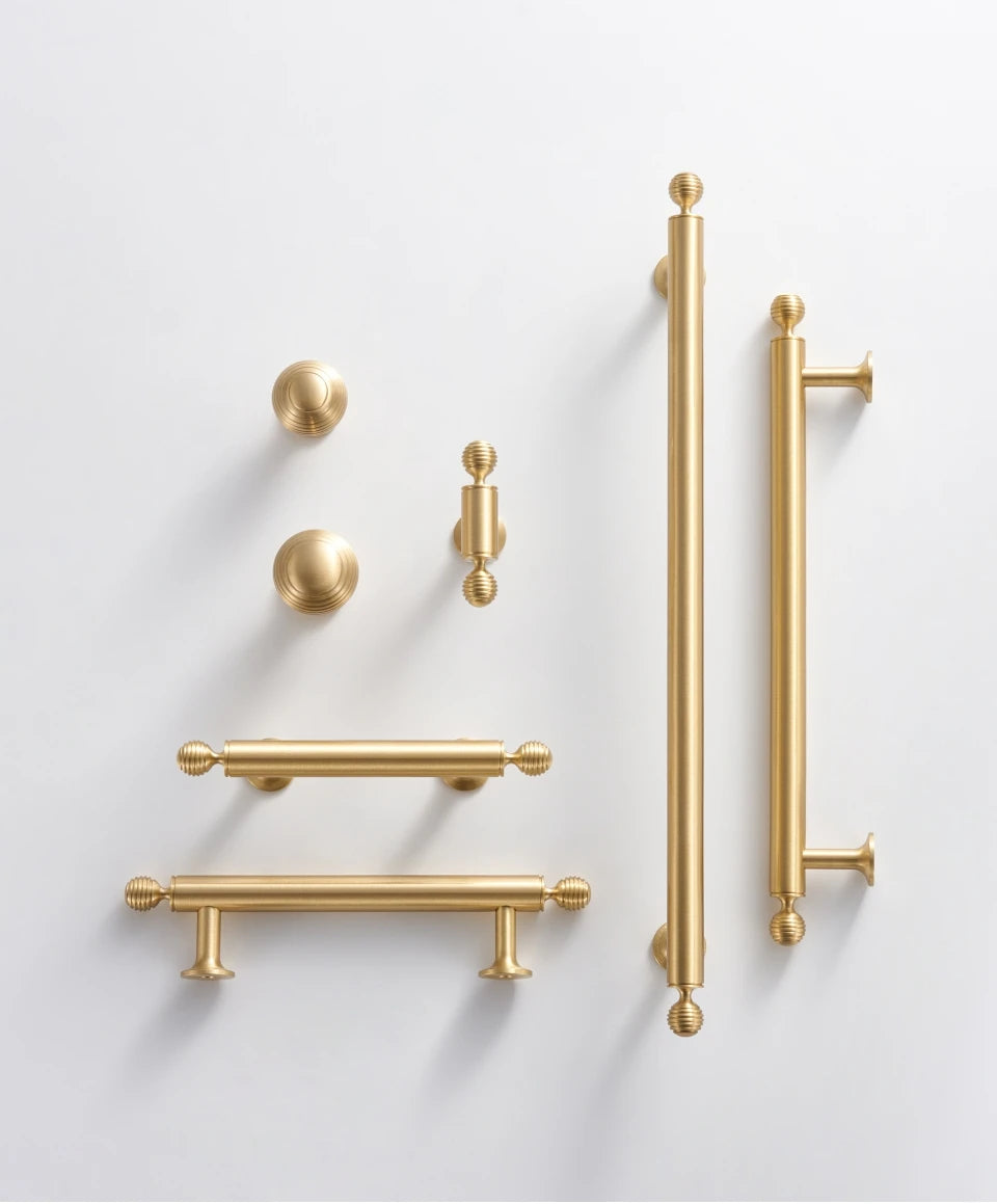 Nurlin French Luxury Solid Brass Kitchen Cabinet Furniture Drawer Cabinet Door Handle Round Knobs T-Bar Wardrobe Pull