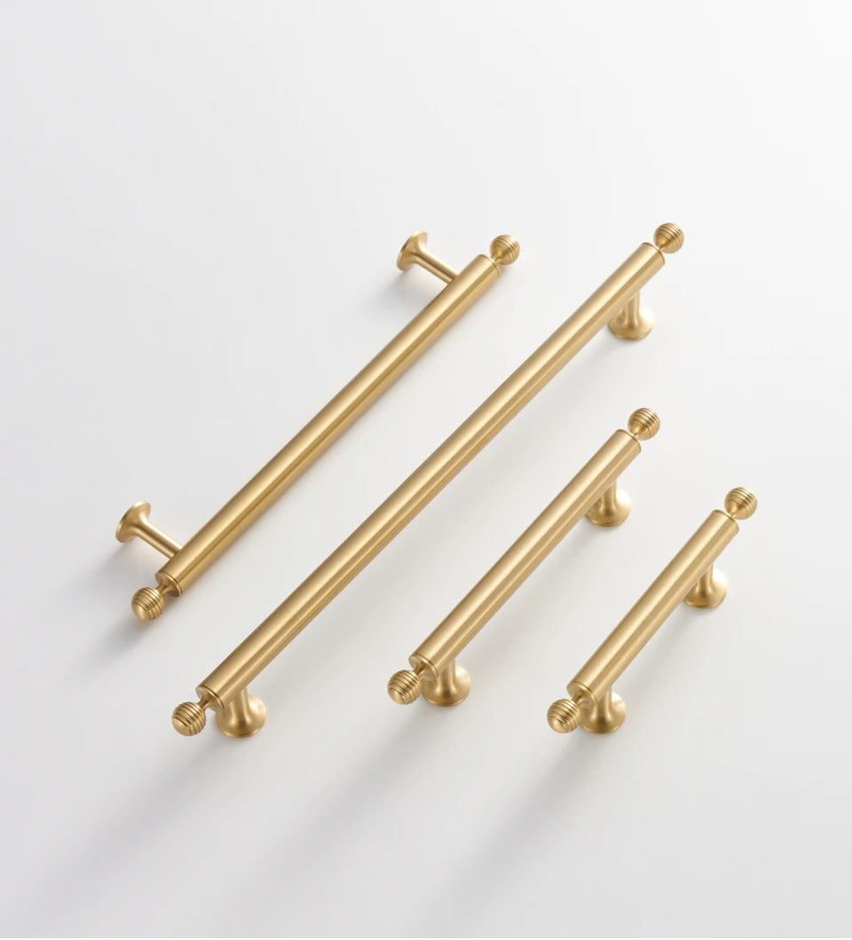 Nurlin French Luxury Solid Brass Kitchen Cabinet Furniture Drawer Cabinet Door Handle Round Knobs T-Bar Wardrobe Pull