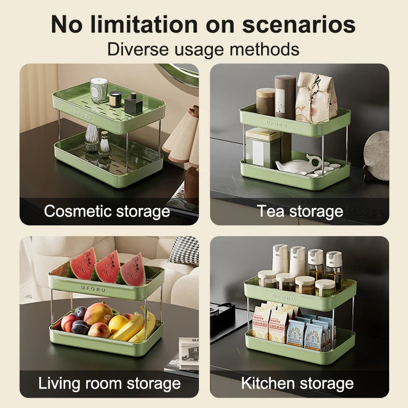 UFORU Kitchen and Multi-function drain cup rack in ancient home tea cup storage rack with  double layer large capacity organizer