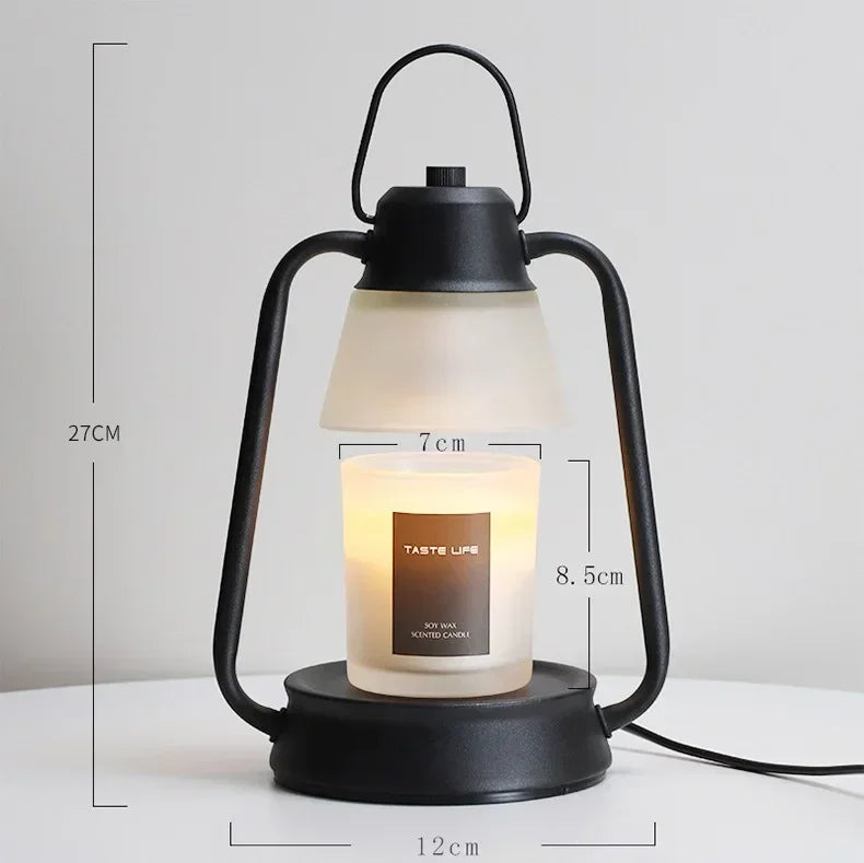 American Aromatherapy Candle Warmer Lamp Creative Bedroom Bedhead Flameless Aroma Melting Candle Lamp Retro Black Candle Warmer