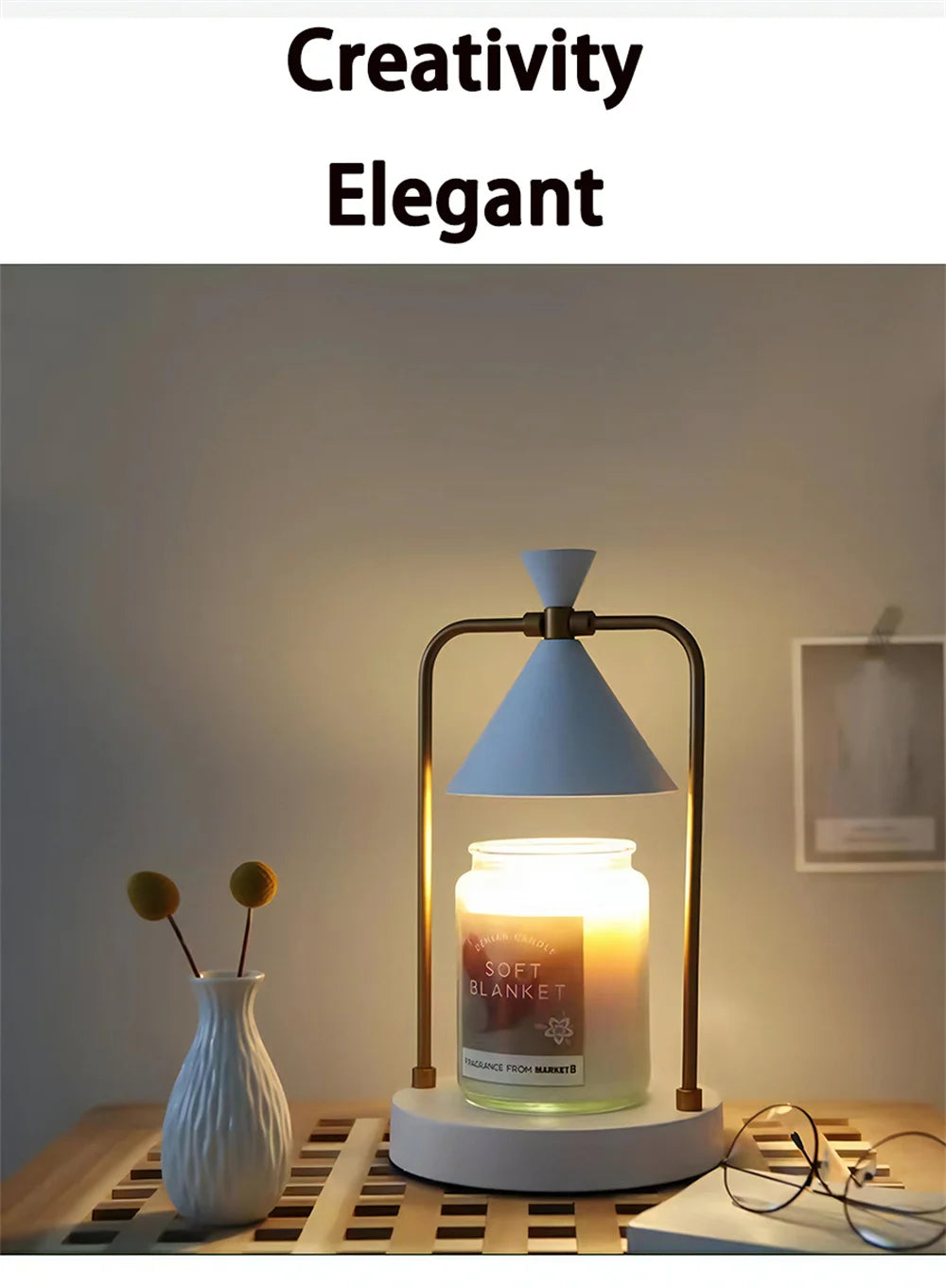 Candle Warmer Electric Wax Melt Lamp Dimmable Aromatherapy Table Lamp Candle Melting Diffuser Bedside Warmer Light