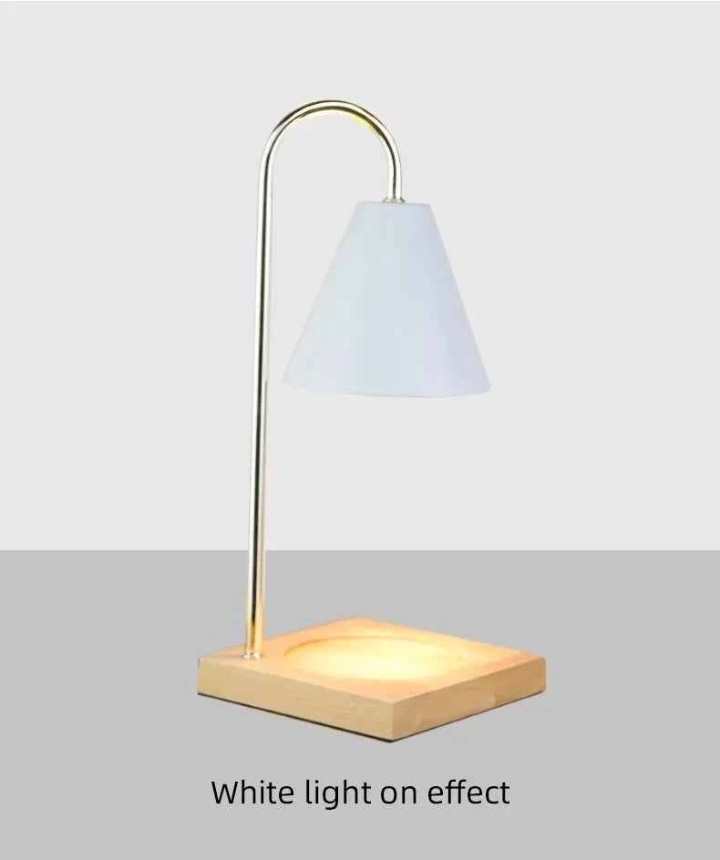 Bedside Candle Warmer Lamp Melt Lamps Stepless Dimming Table Lamp Wooden Base Candle Warmer Lamp 50W for Bedroom Decor Lighting