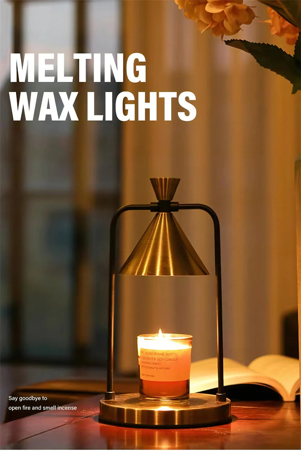 Candle Warmer Electric Wax Melt Lamp Dimmable Aromatherapy Table Lamp Candle Melting Diffuser Bedside Warmer Light