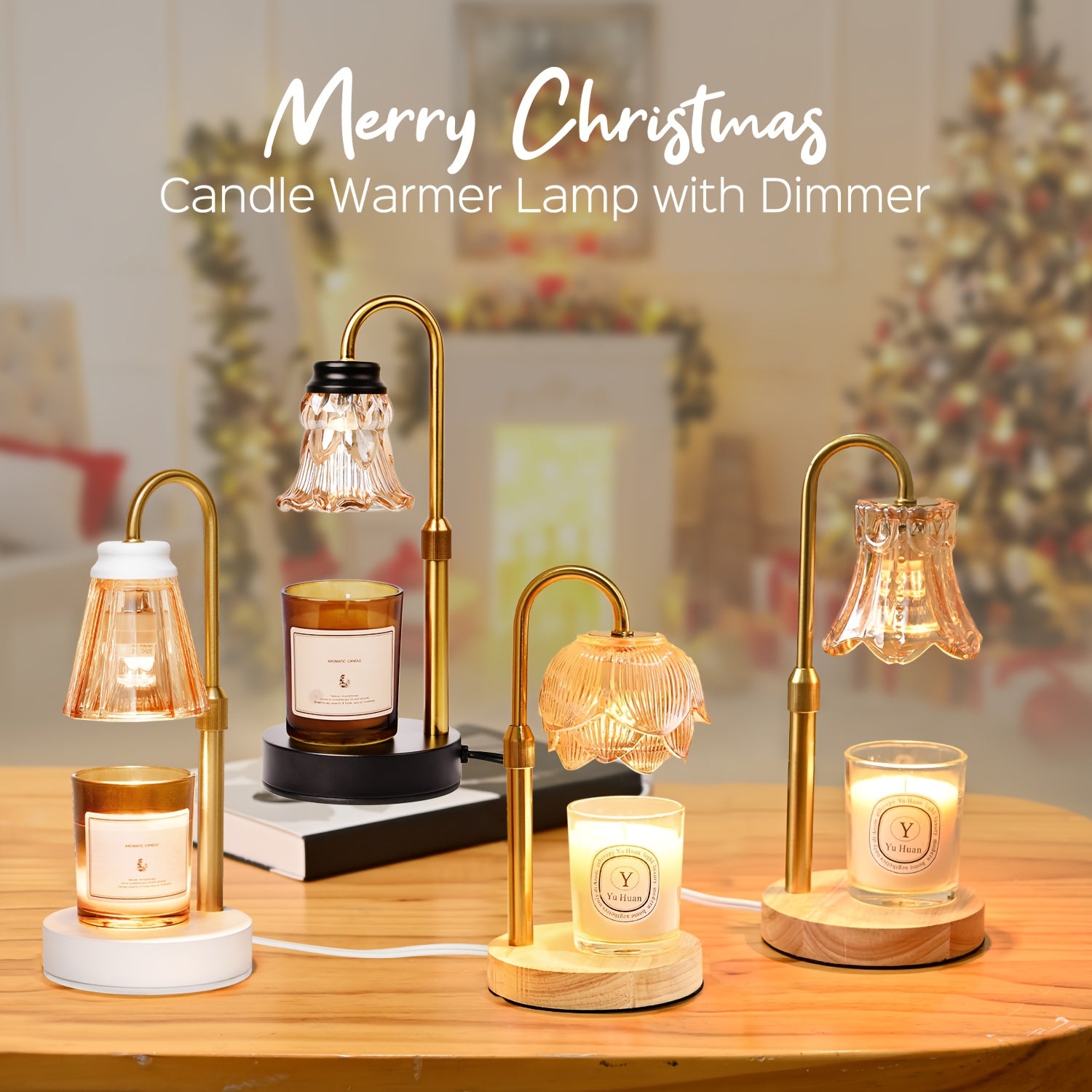 JACKYLED 2-Pack Candle Warmer Lamps Height Adjustable Fragrance Candle Warming Lamps with 4 Bulbs 35W, 2H/4H/8H Timer and 4-Level Dimmer, Wax Warmer Heater Lamp for Home Decor, Housewarming Gift