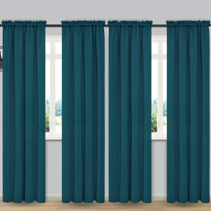4 Panels Simple Rod Pocket Curtains - Light Filtering, Solid Color, Easy Hang, Decorative Drapes for Living Room, Office, Bedroom - Perfect for Sunlight Control and Home Decor