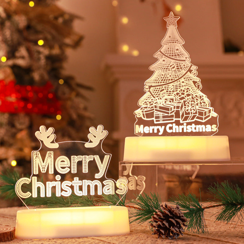 3D Acrylic Christmas Lamp – LED Night Light for Holiday Decoration & Gift