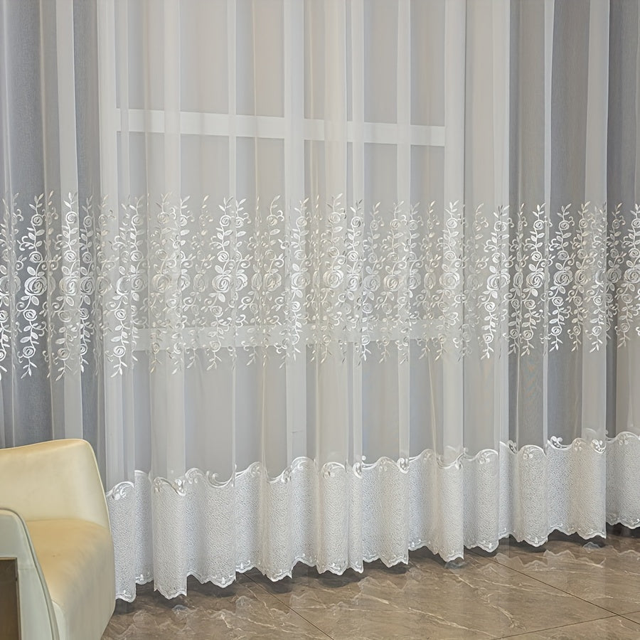 [Uv-Resistant | Embroidered] 2pcs White Embroidered Curtains | Uv-Resistant Transparent, Small Flower Patterns | Suitable for Home Decoration in Living Rooms, Bedrooms, Dining Rooms, Offices, Balconies, Etc
