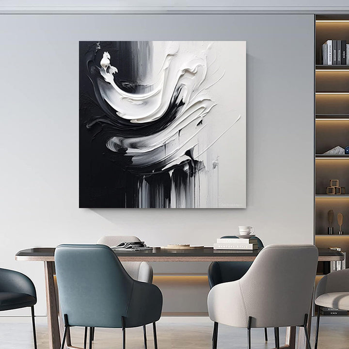 Handmade Oil Painting Canvas Wall Art Decoration ModernBlack And White Minimalist Abstract  For Home Decor Rolled Frameless Unstretched Painting