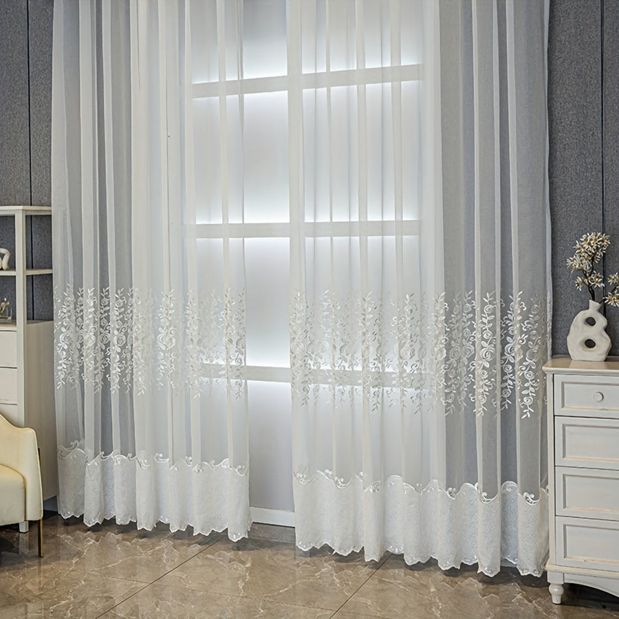 [Uv-Resistant | Embroidered] 2pcs White Embroidered Curtains | Uv-Resistant Transparent, Small Flower Patterns | Suitable for Home Decoration in Living Rooms, Bedrooms, Dining Rooms, Offices, Balconies, Etc