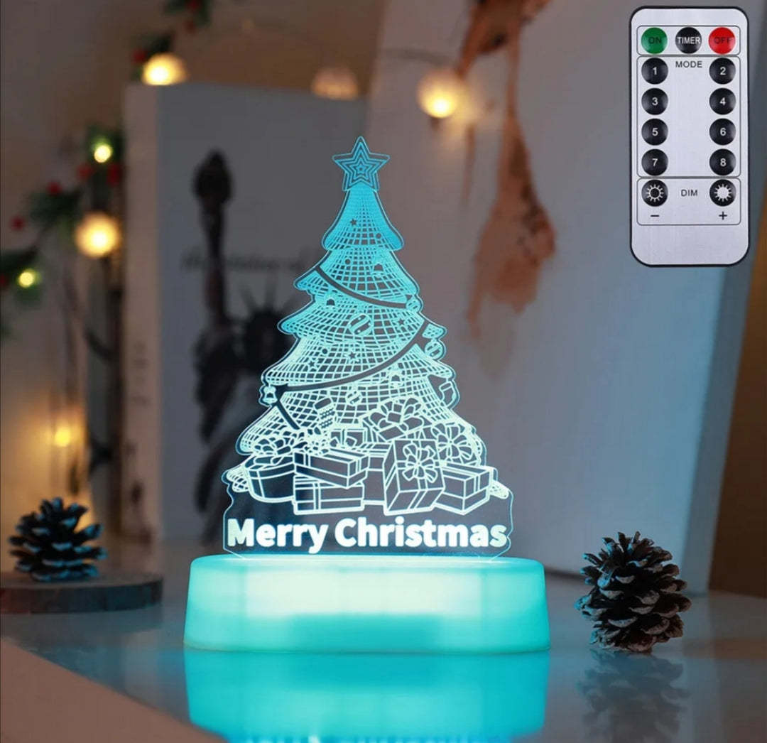 3D Acrylic Christmas Lamp – LED Night Light for Holiday Decoration & Gift