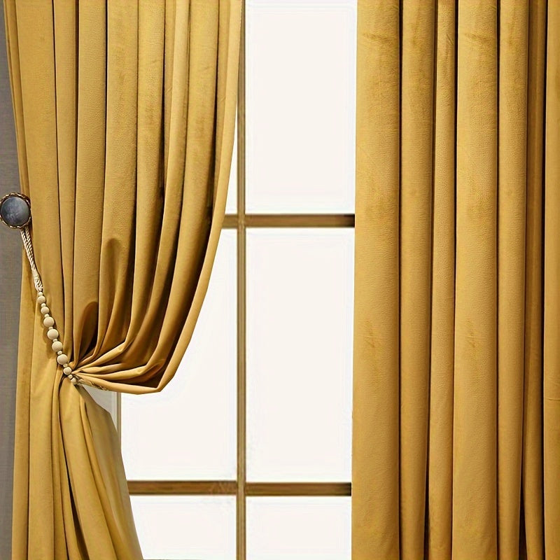 2pcs Luxurious Velvet French-style Thick Blackout Curtains for Living Room and Bedroom - Soft, Elegant, and Durable Fabric - Perfect for Blocking Light and Noise, Energy Efficient, and Easy to Clean