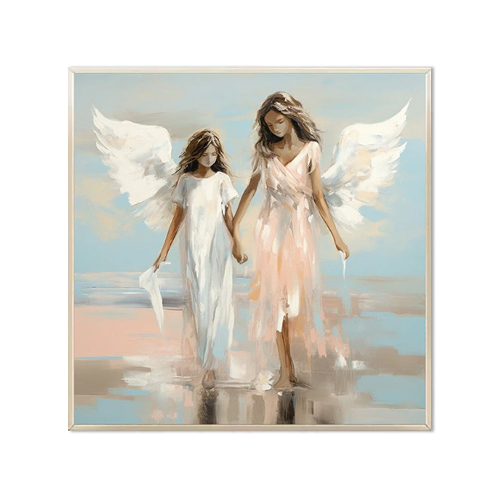 Angel Sisters Walking On Water Oil Painting On Canvas Handmade Modern Abstract Wall Art Pictures Religious Home Room Decor
