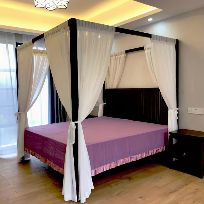 2pcs/6pcs/8pcs Canopy Bed Curtains, Semi-Transparent Curtains with a Blend of Artificial Linen Texture, Featuring Top Ties And Bedroom Ties, Suitable for Home And Outdoor Use, Excluding The Frame.